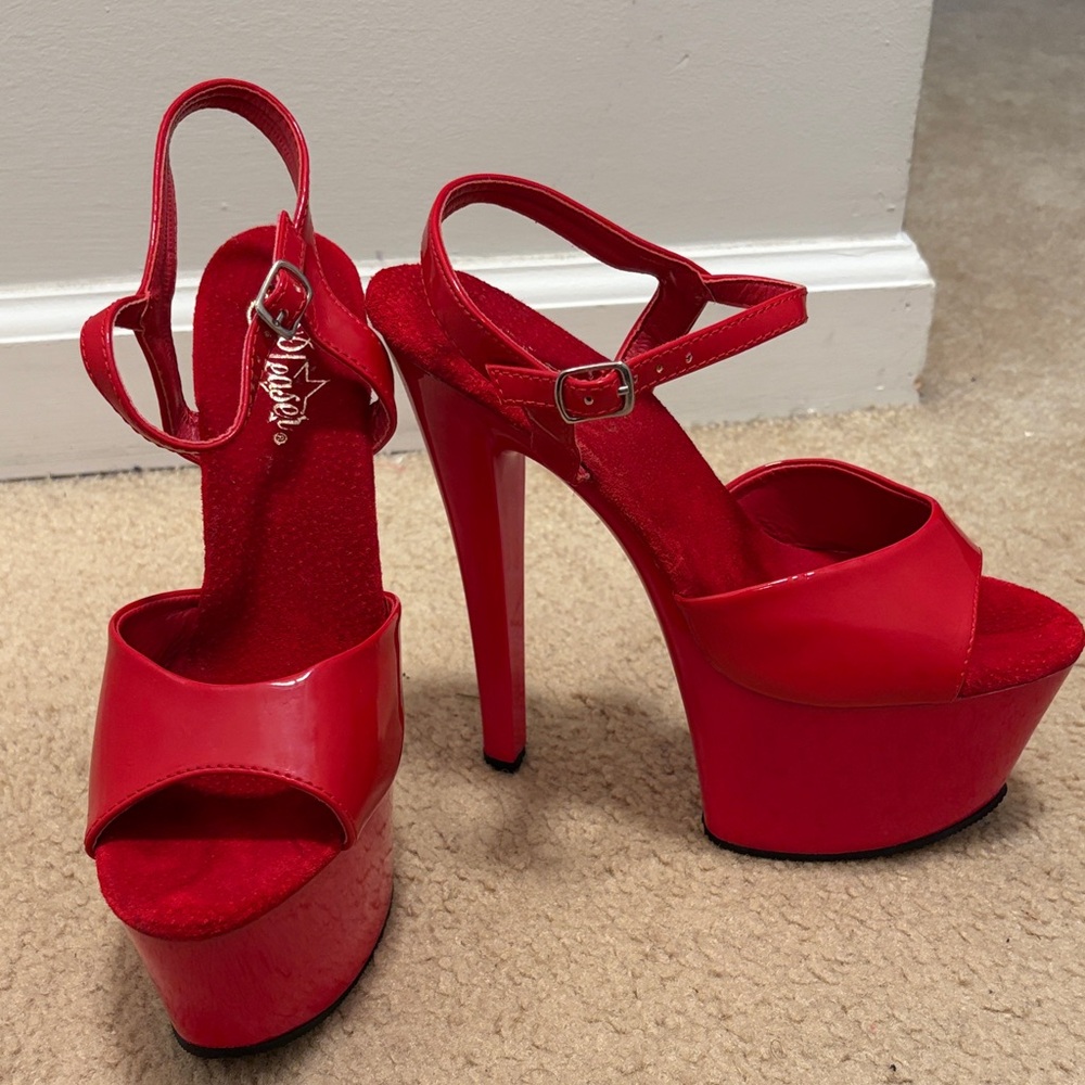 Red Pleaser Platform Heels